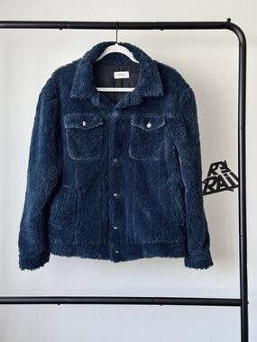 Rhude Faux Sherpa Trucker Navy Jacket